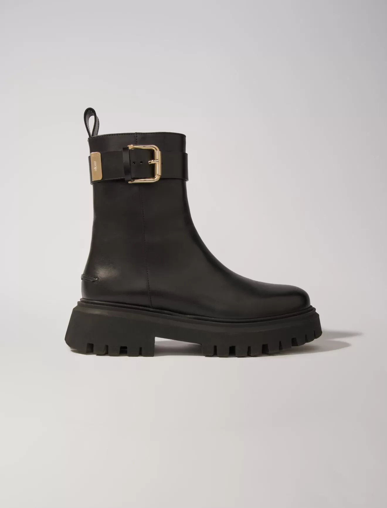 Bottines en cuir à boucle-Maje Sale