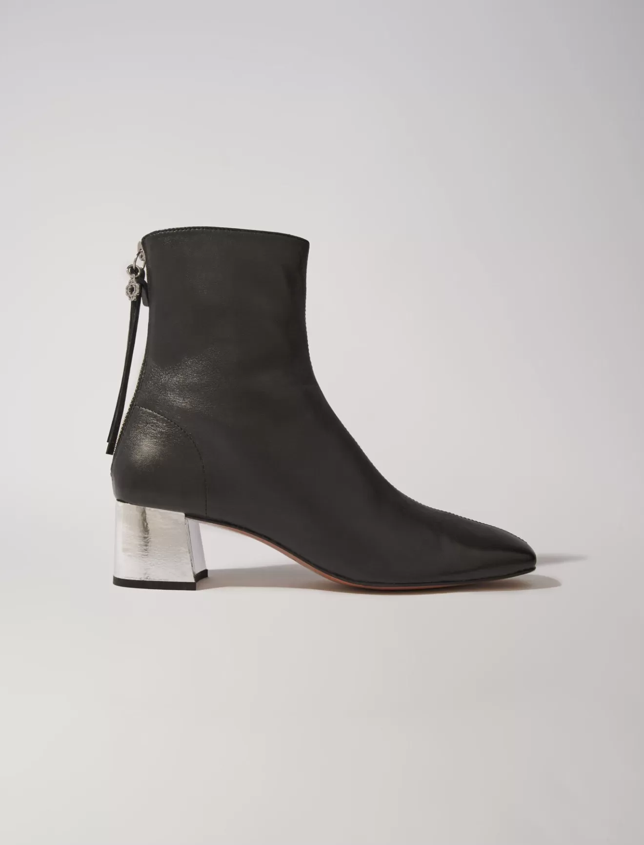 Bottines en cuir à bout carré-Maje Cheap