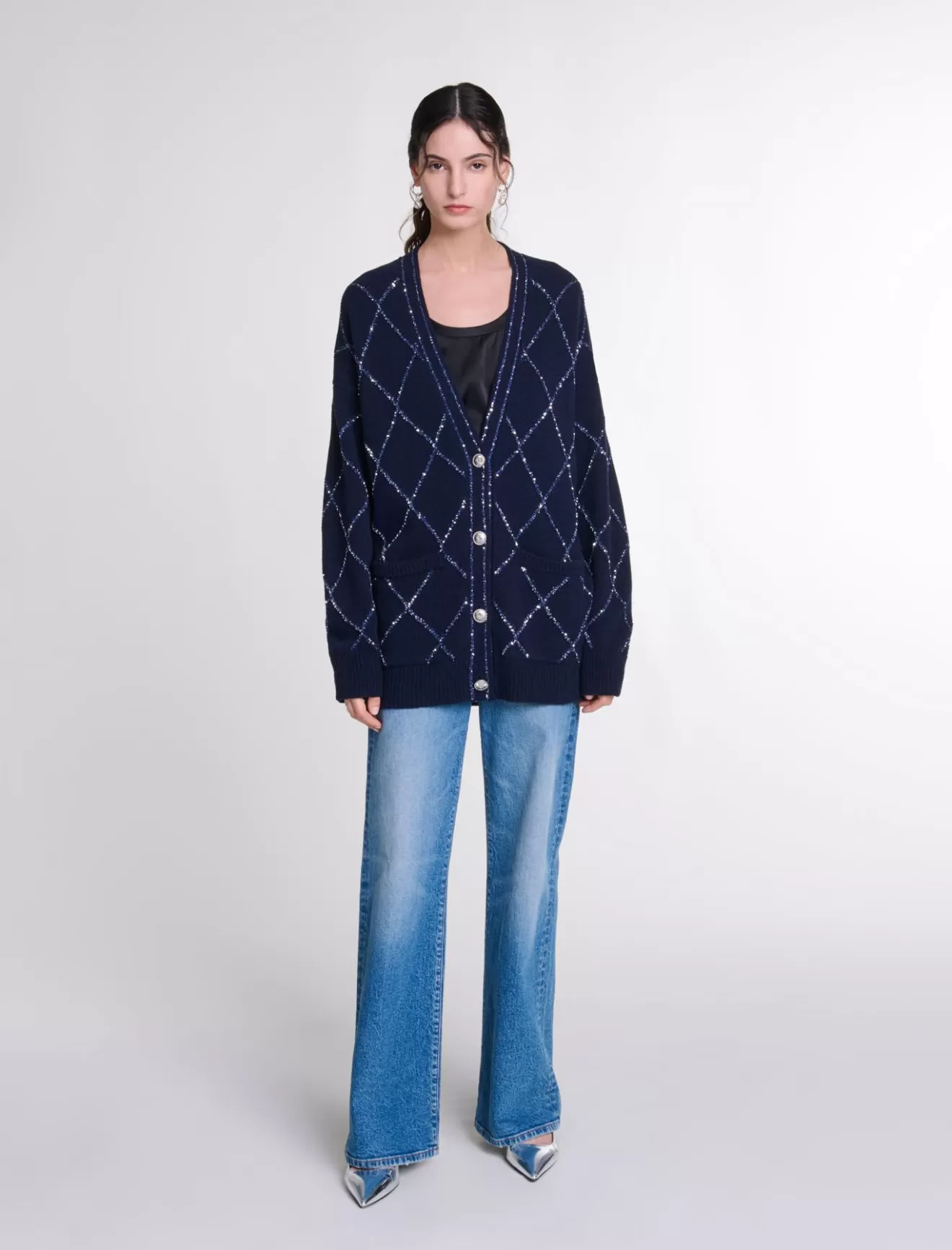 Cardigan long en laine-Maje New