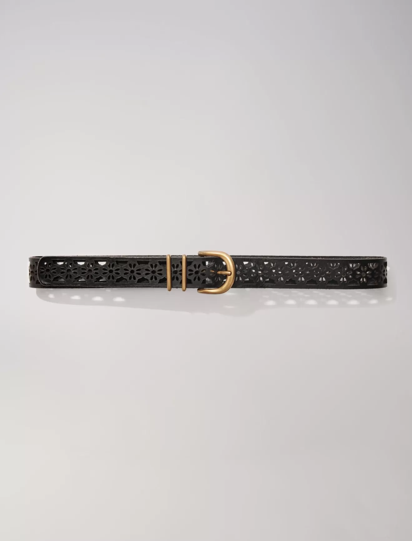 Ceinture en cuir détail fleurs-Maje Shop