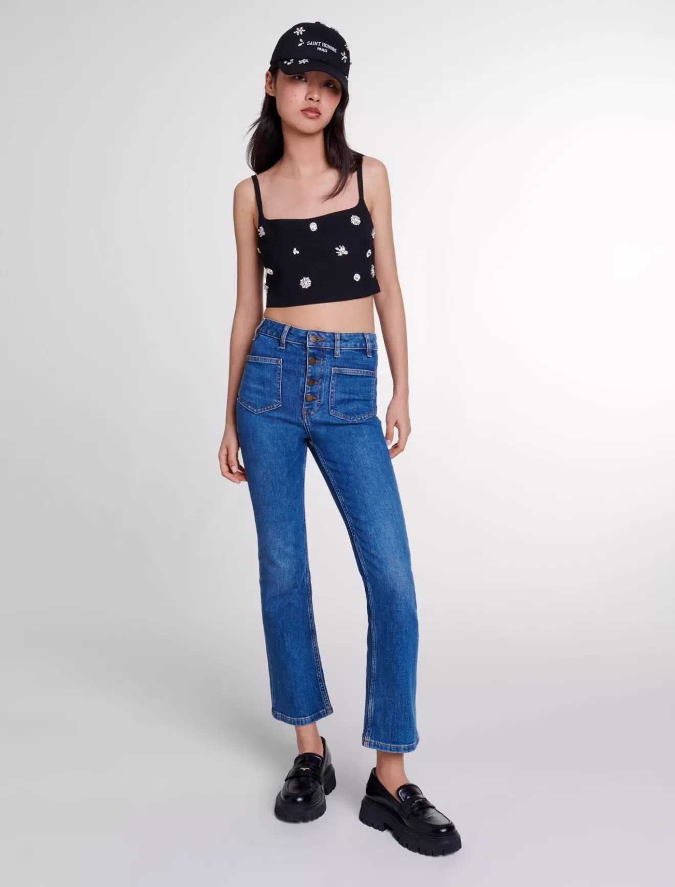 Crop top à strass-Maje Store