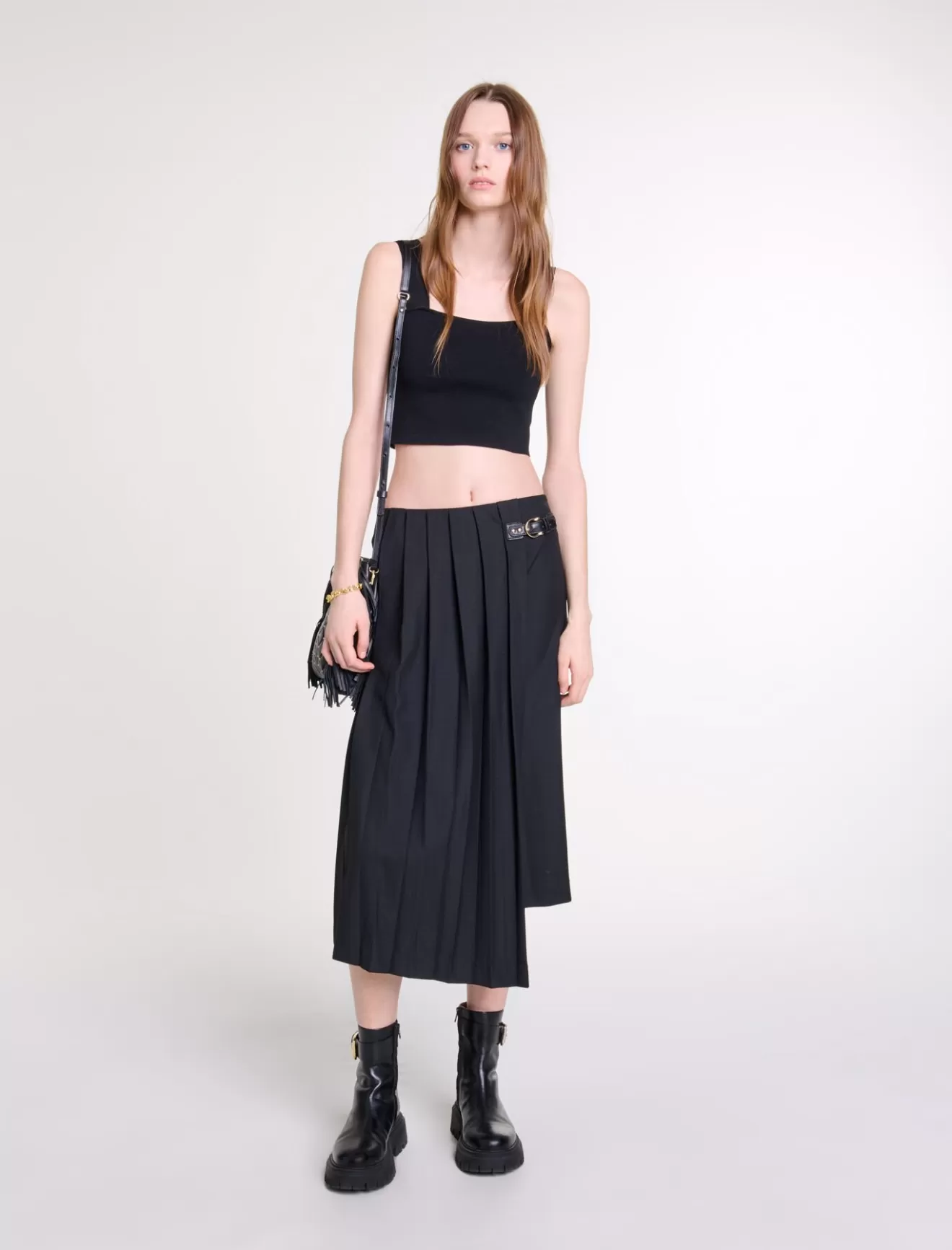 Crop top en maille à bretelles-Maje Shop