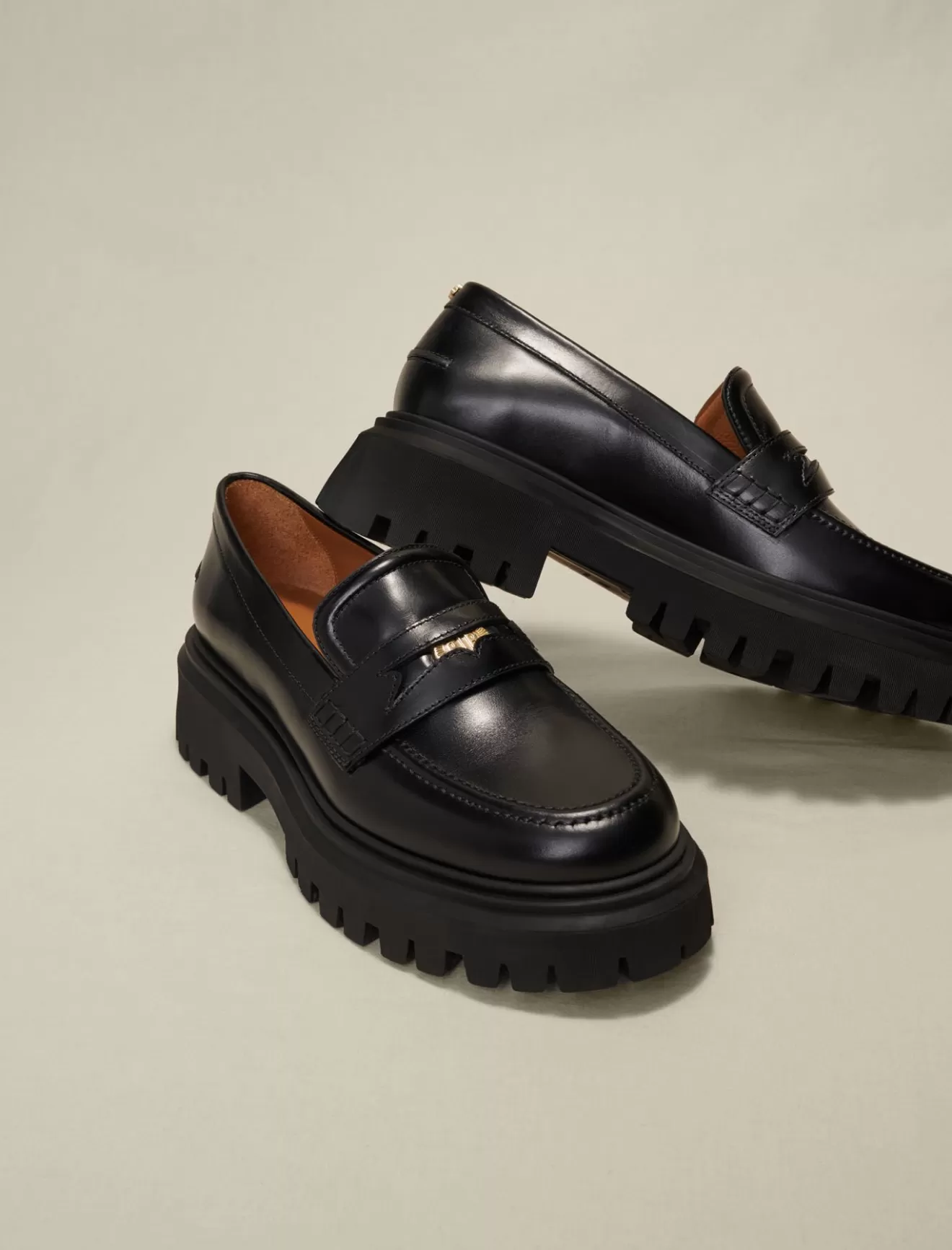 Mocassins en cuir à plateforme-Maje Sale