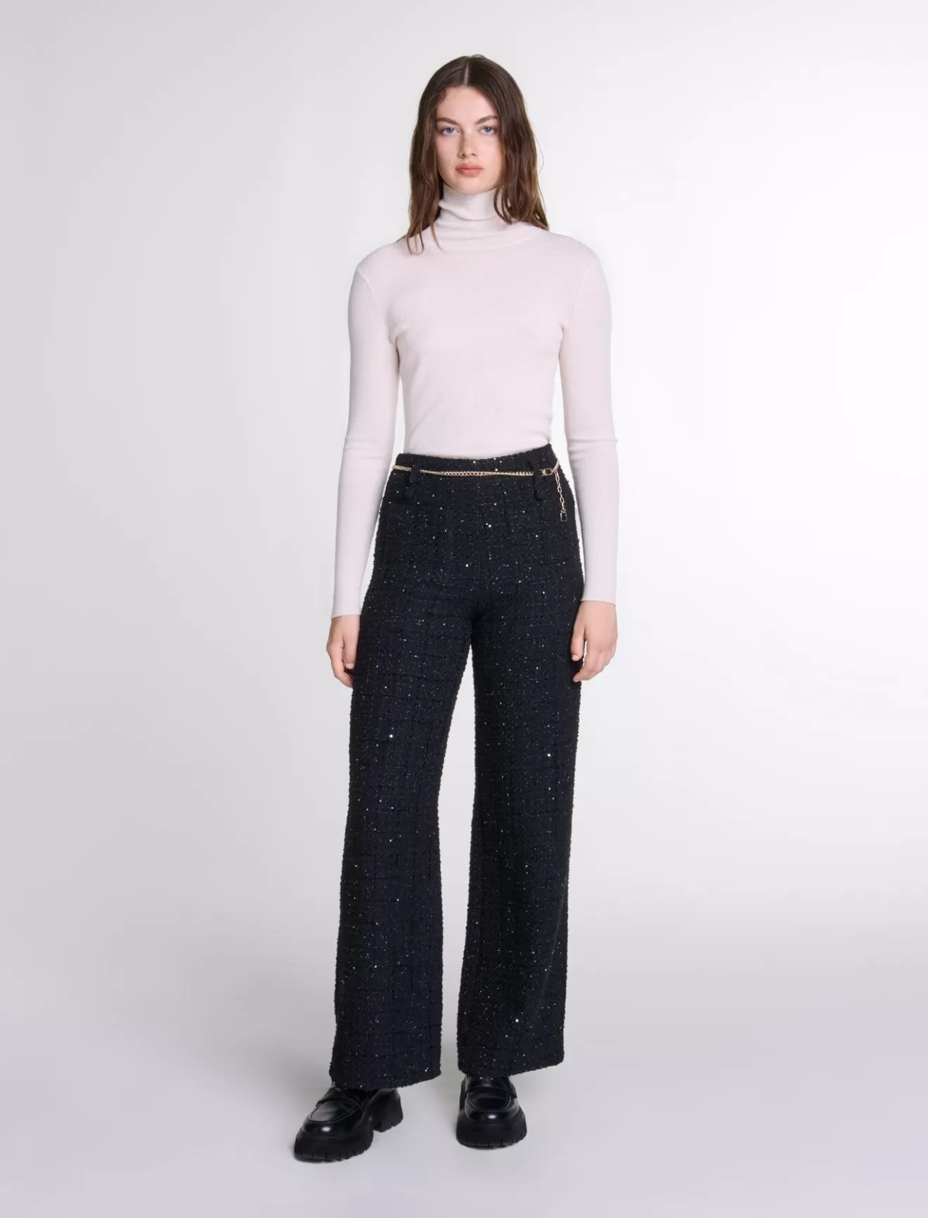 Pantalon en tweed sequins-Maje New