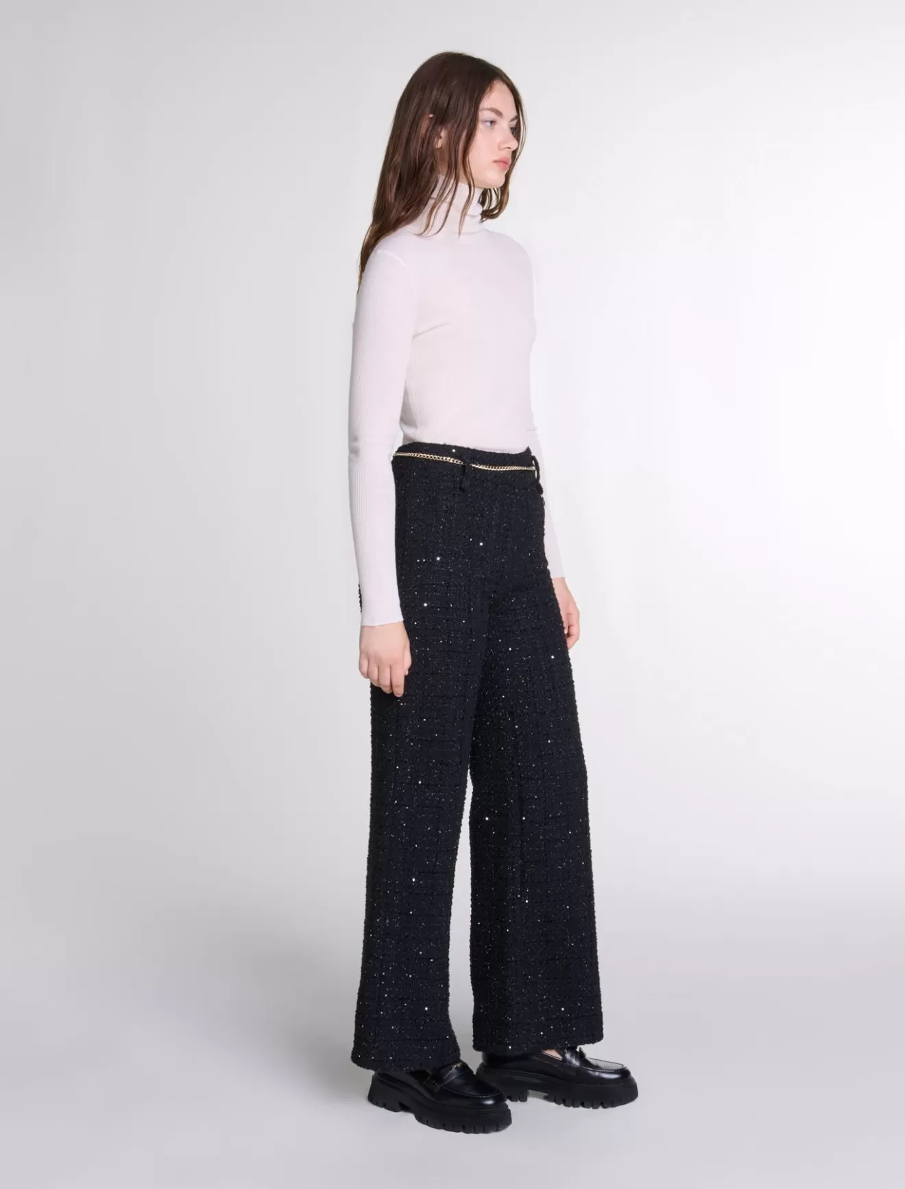 Pantalon en tweed sequins-Maje New