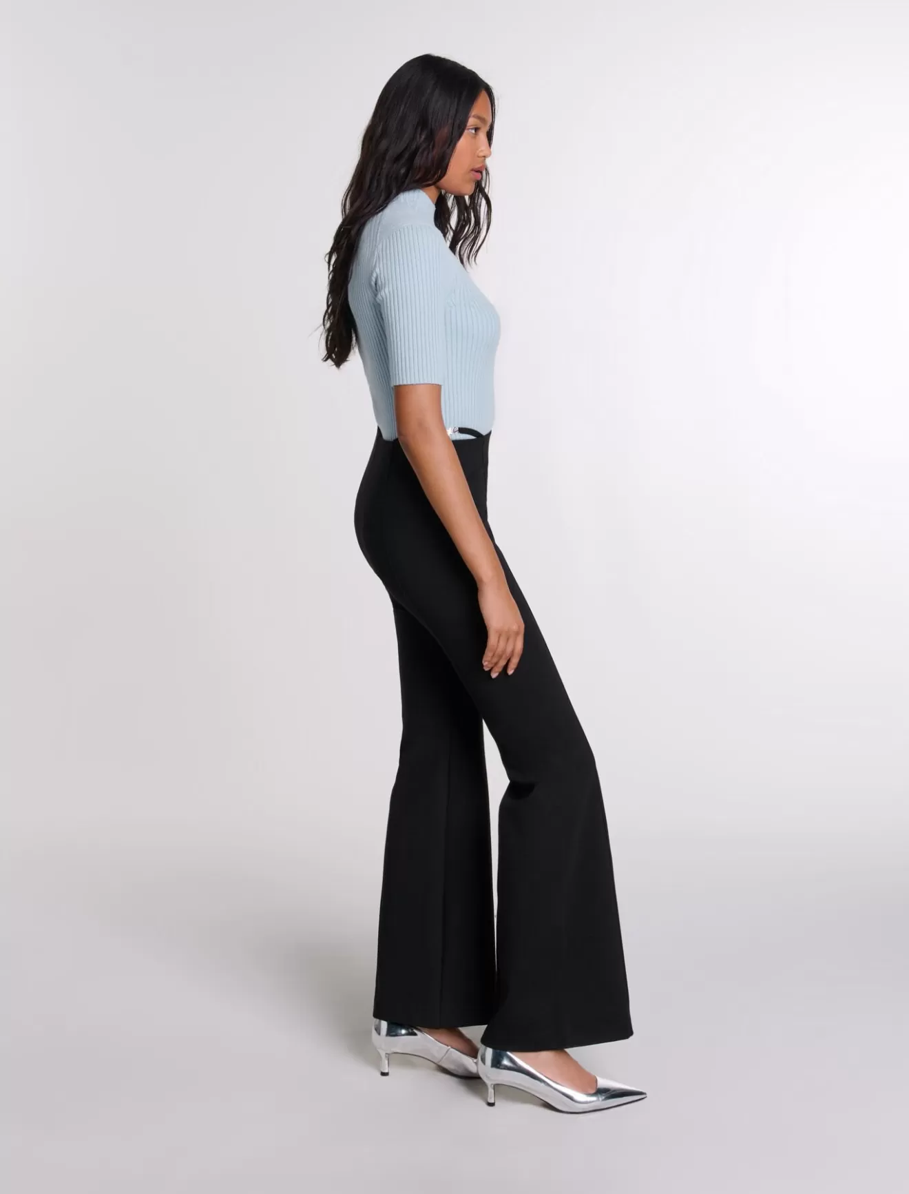 Pantalon évasé avec détail bijoux-Maje Discount