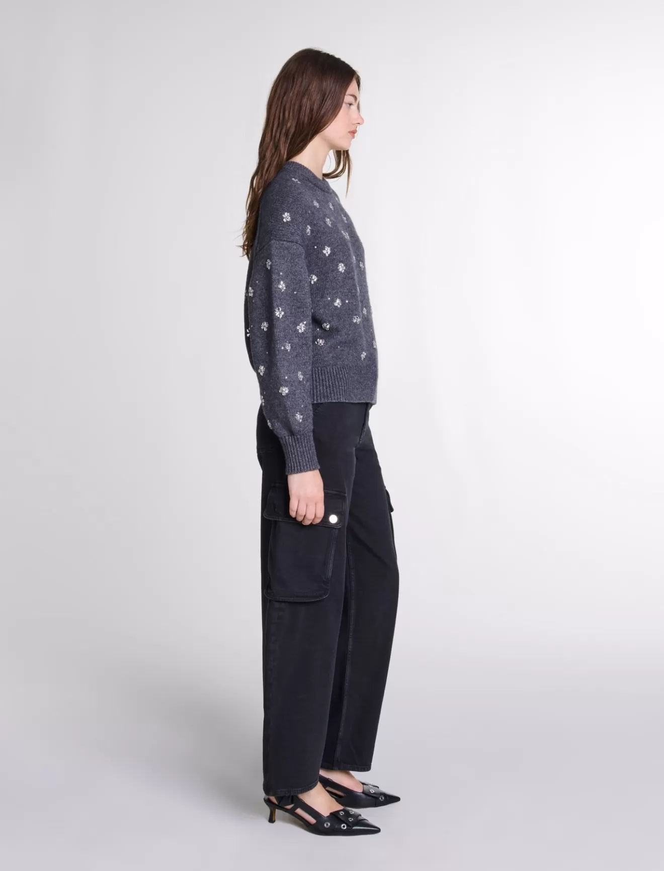 Pull en maille à strass-Maje Shop