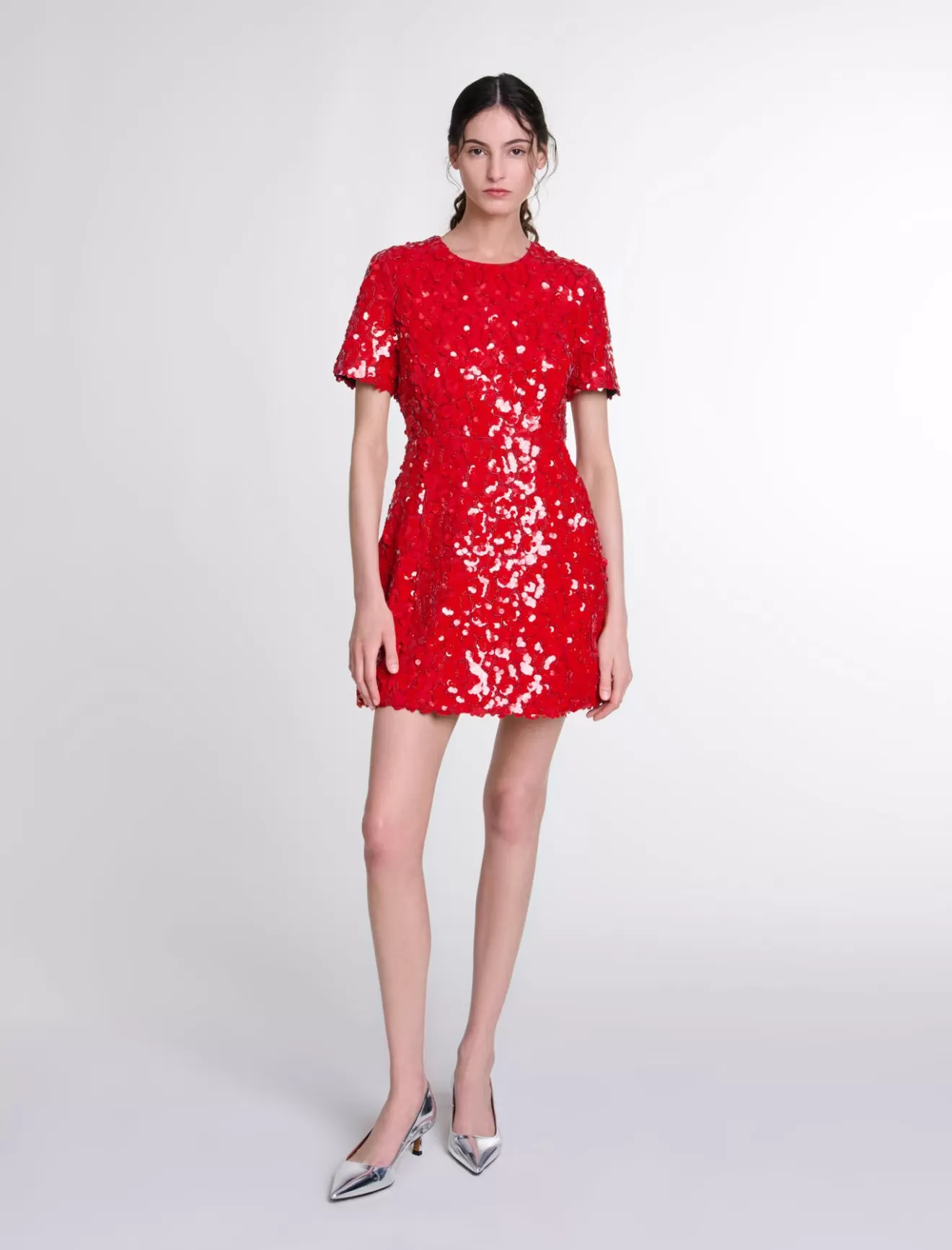 Robe courte à sequins fleurs-Maje Cheap