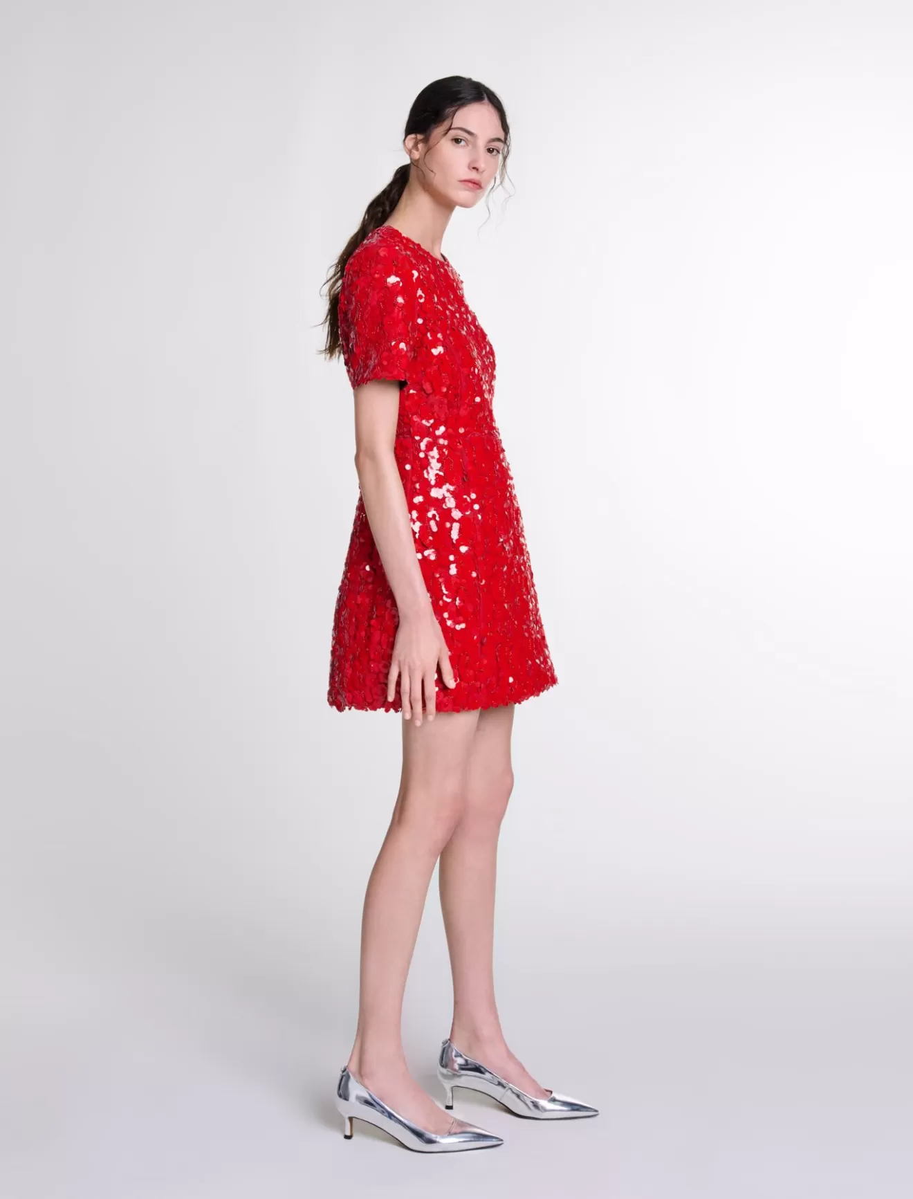 Robe courte à sequins fleurs-Maje Cheap