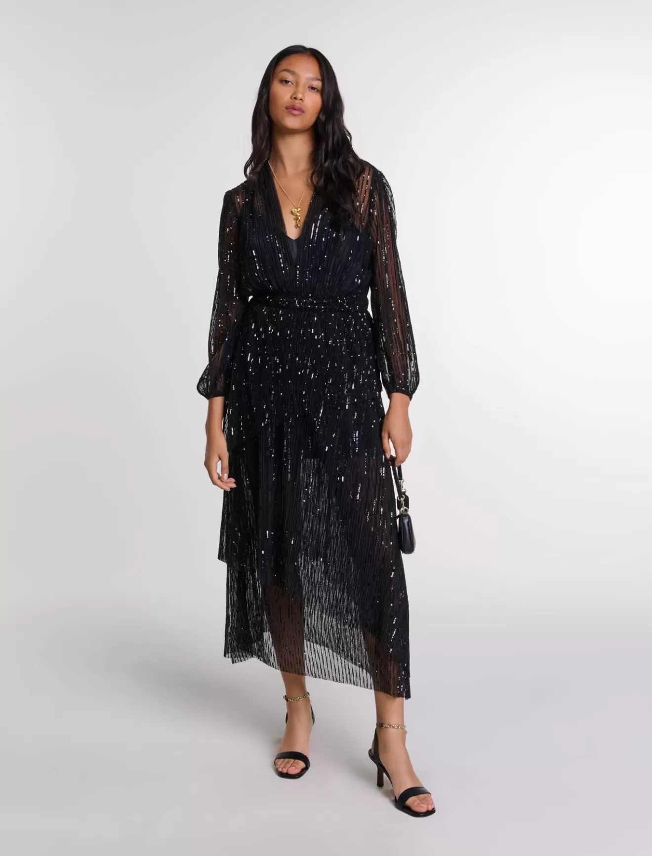 Robe longue à sequins-Maje New