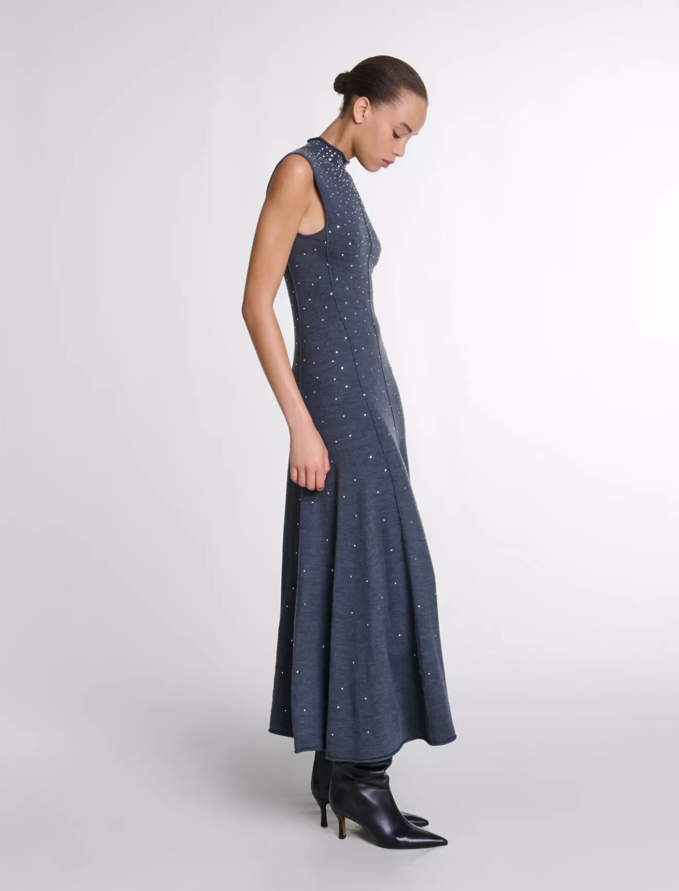 Robe longue en maille à strass-Maje New