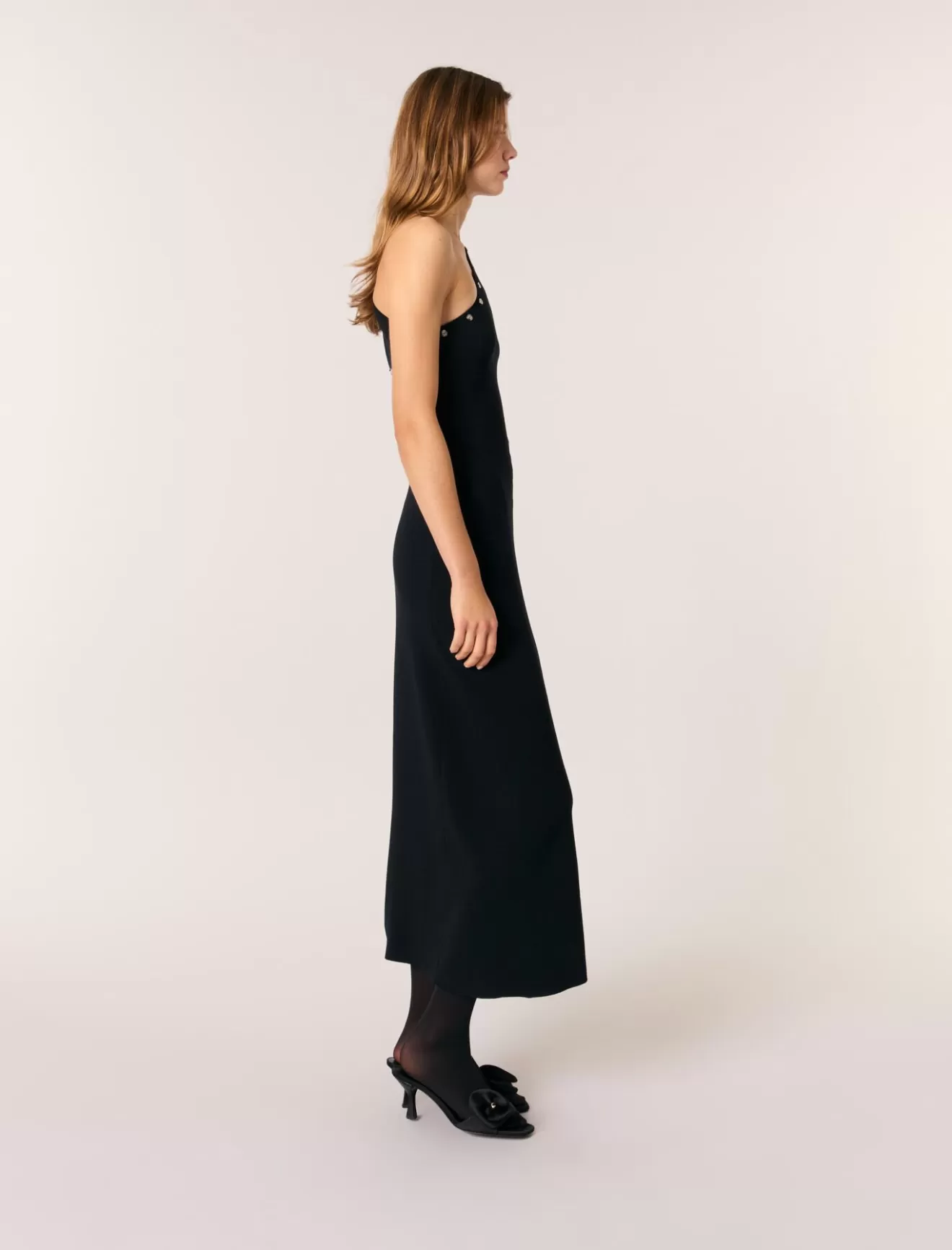 Robe longue en maille asymétrique-Maje Hot