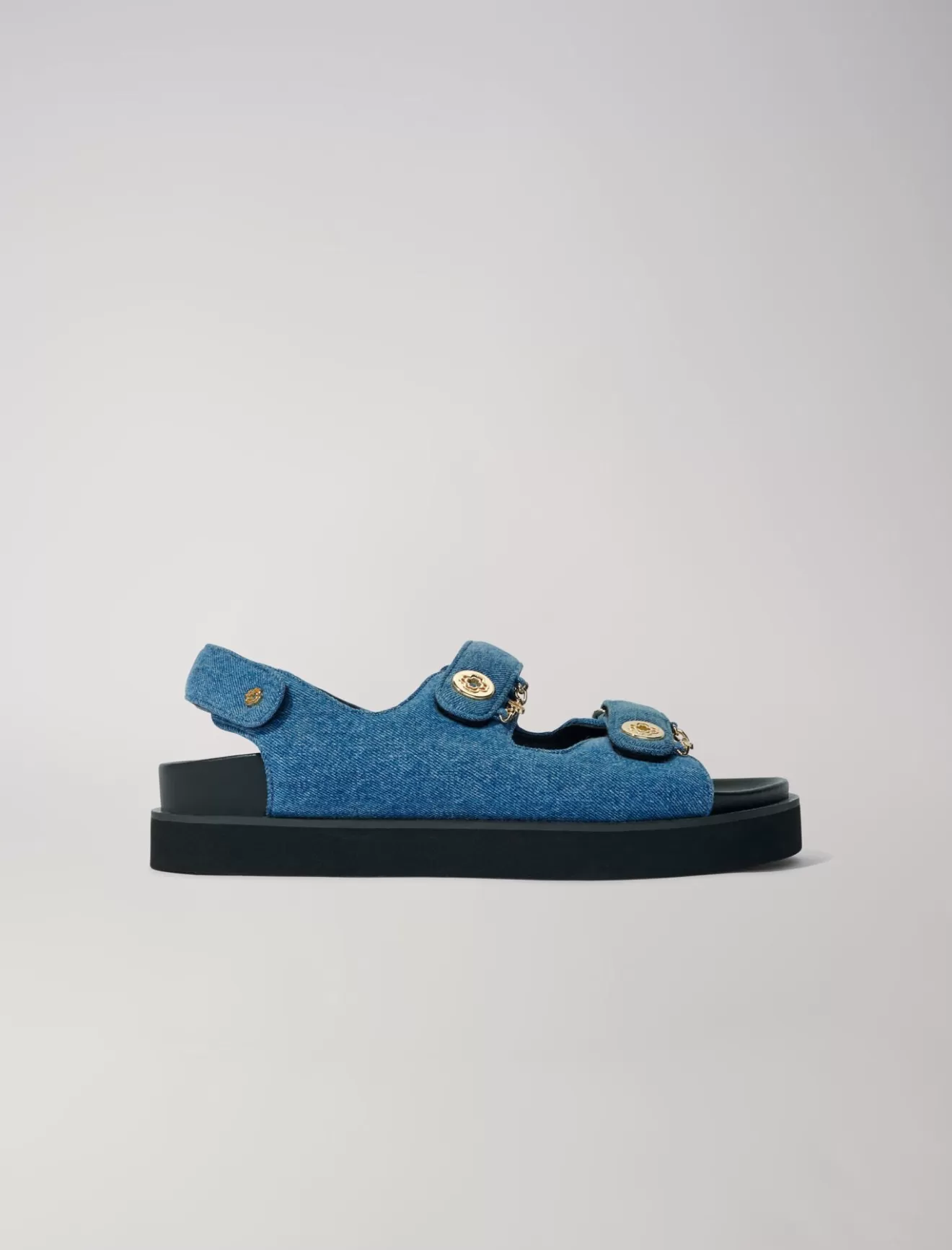 Sandales plates en denim-Maje Hot