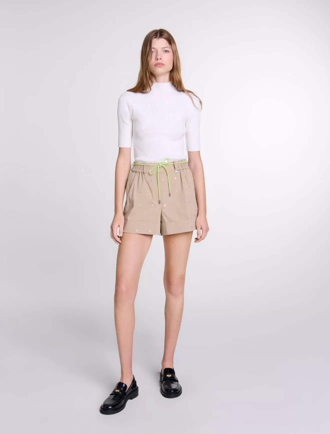 Short clouté en coton-Maje Flash Sale