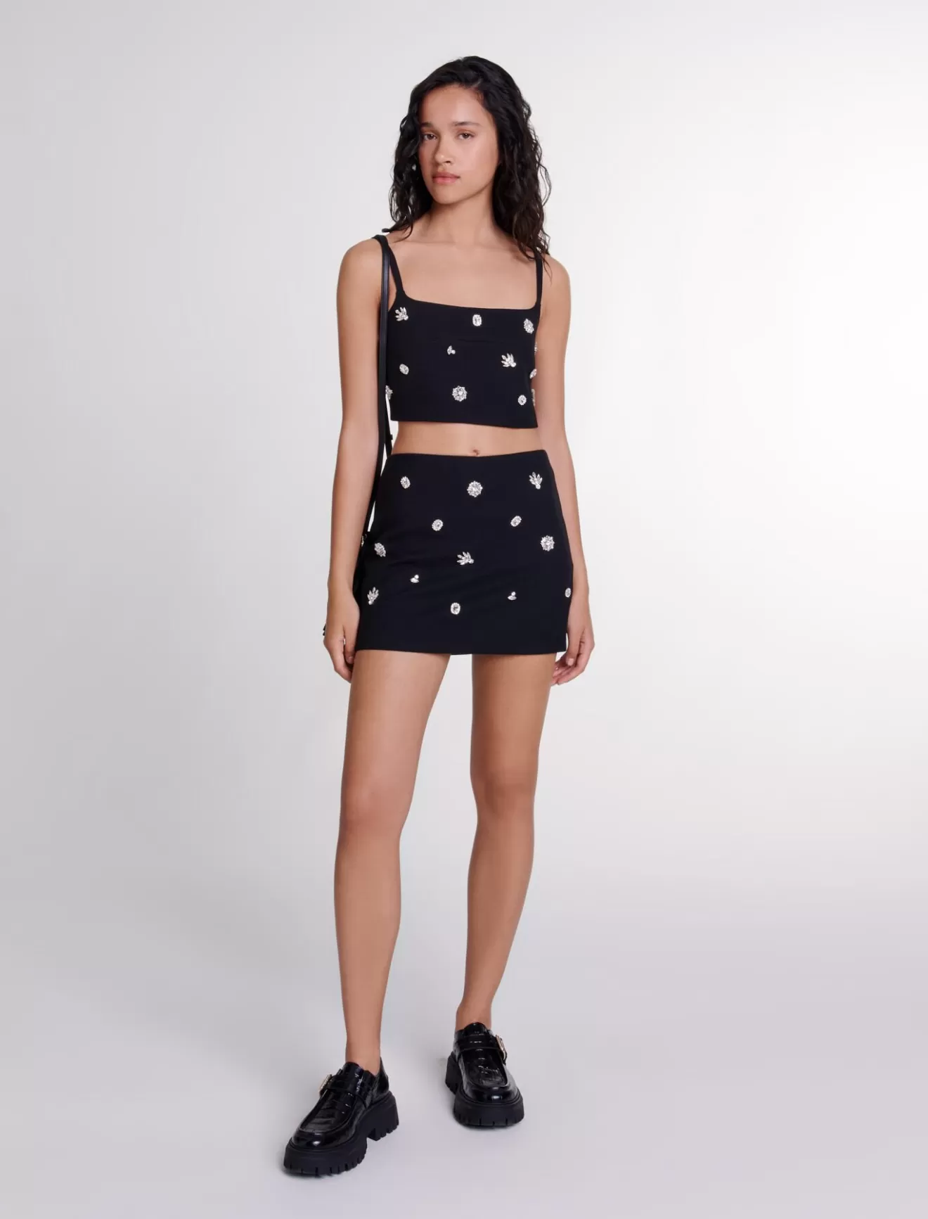 Short trompe l'œil à strass-Maje Outlet