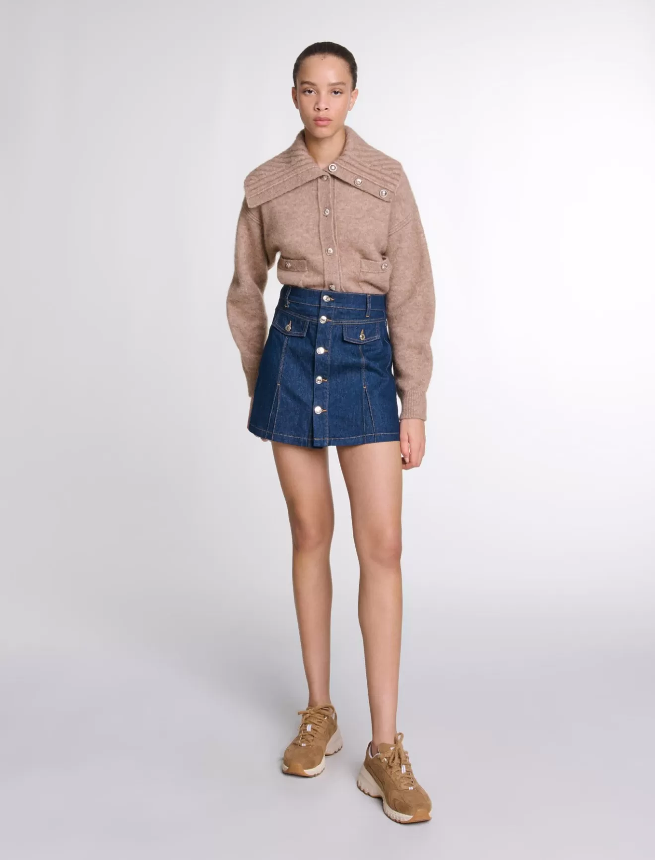 Short trompe l'œil en denim-Maje Best