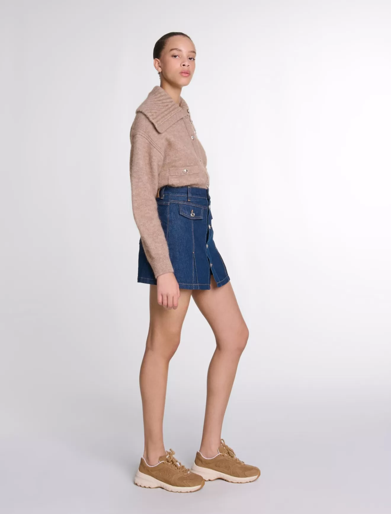 Short trompe l'œil en denim-Maje Best