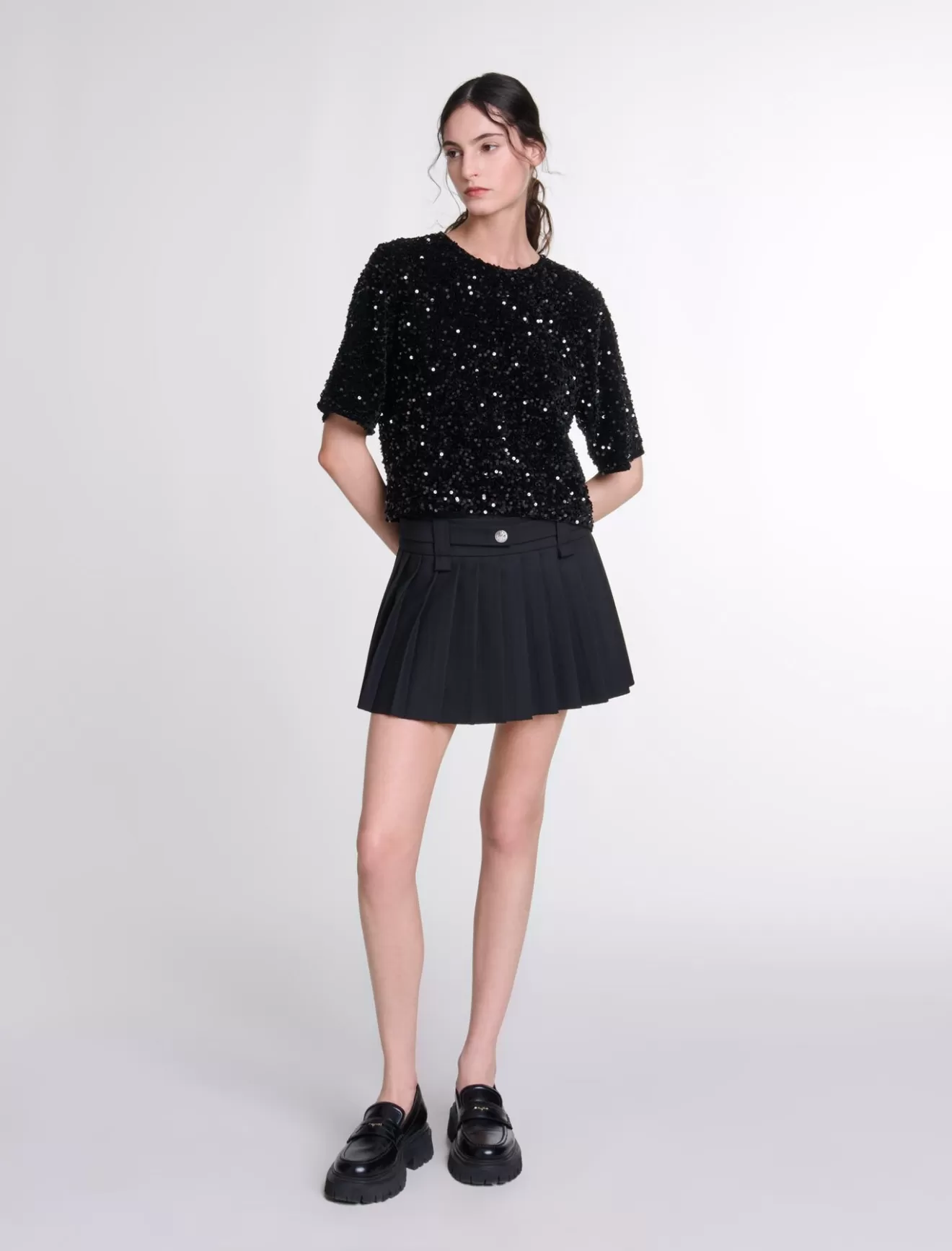 Top en velours et sequins-Maje New