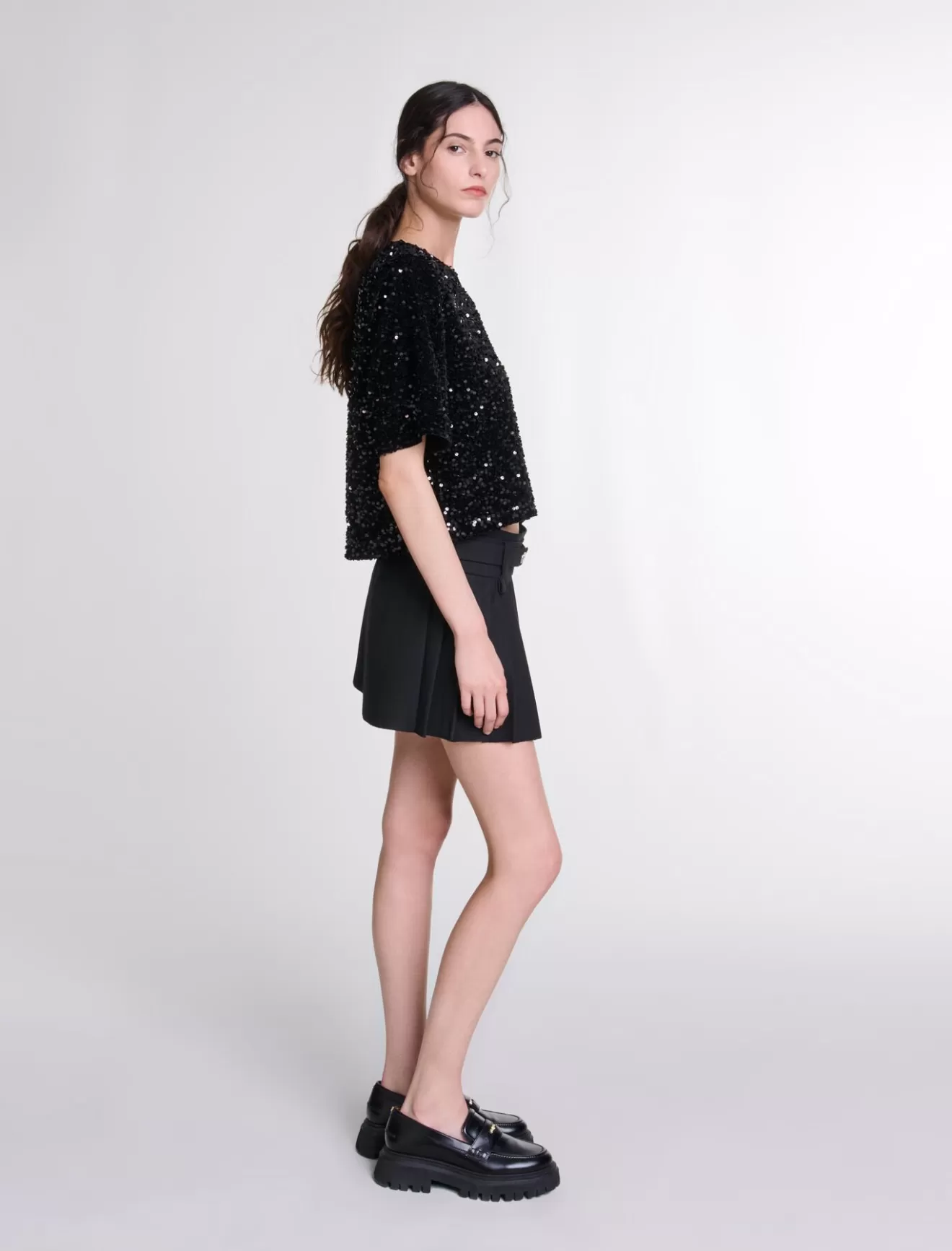 Top en velours et sequins-Maje New