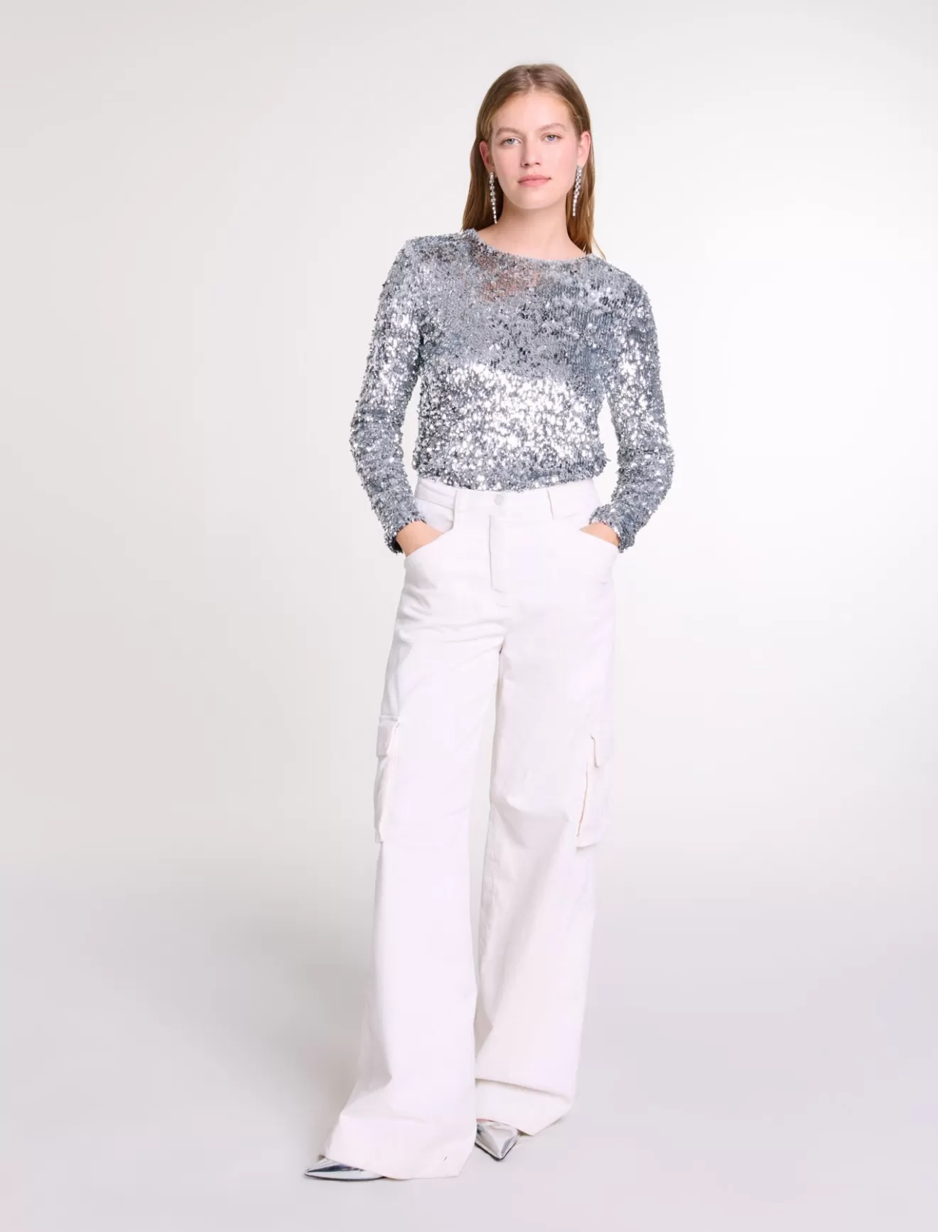 Top manches longues en sequins-Maje Outlet