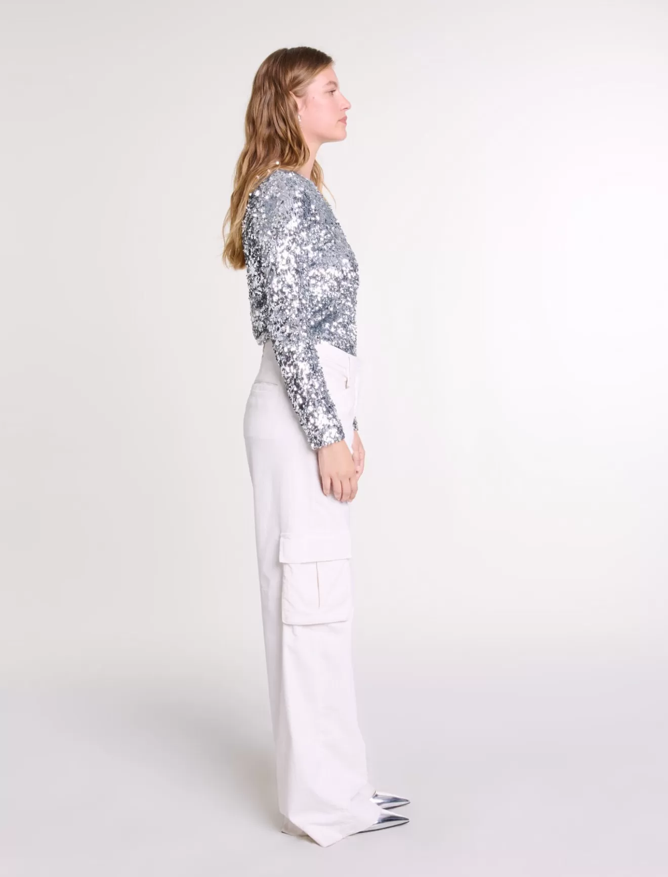 Top manches longues en sequins-Maje Outlet