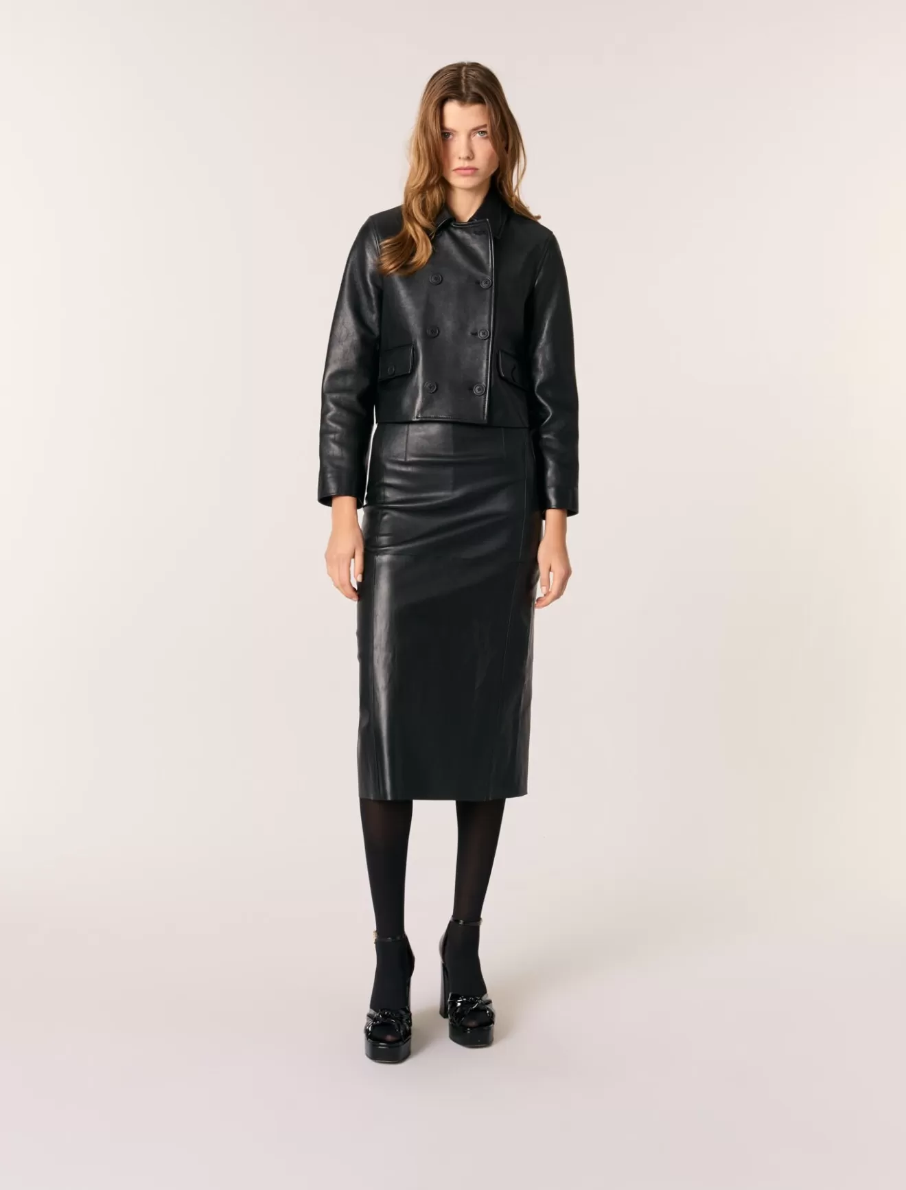 Veste courte en cuir-Maje Sale